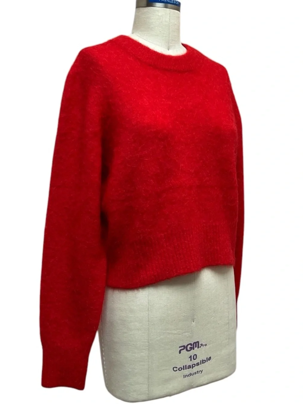 NWT Pistola Sara Shrunken Crewneck Alpaca Sweater In Rogue Red